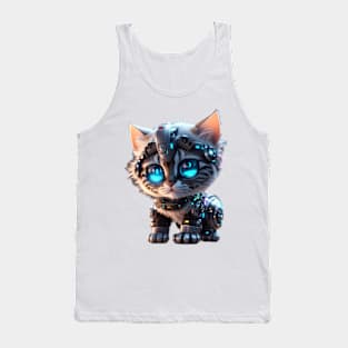 Futuristic glowing Cyborg Cat Tank Top